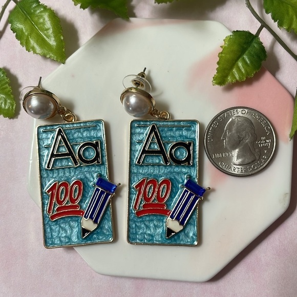 School Paper A 100 Enamel Drop Earrings - Picture 7 of 11
